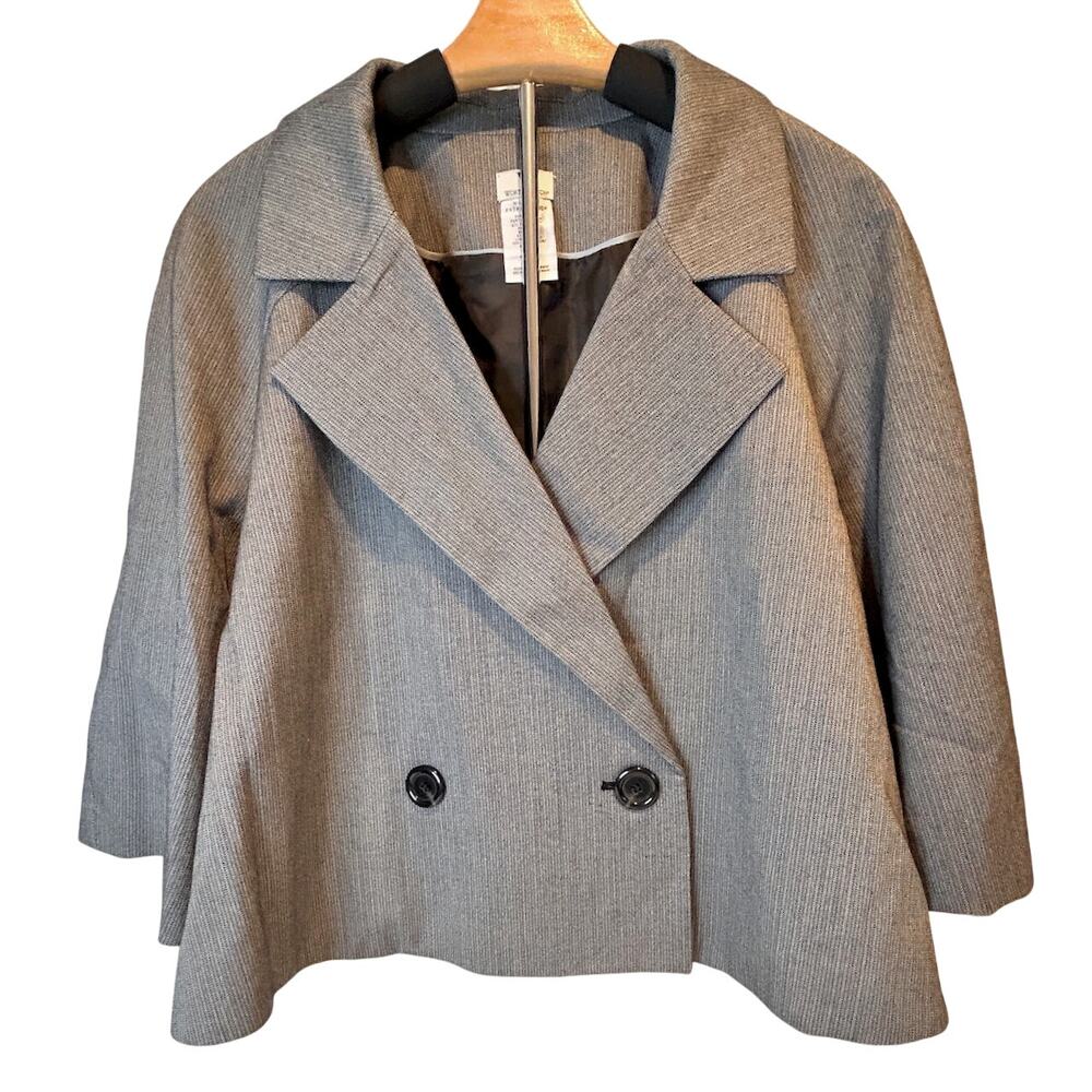 NWT Oversized Minimalist Swing Coat Cropped Preppy Capsule Career Cape Jacket XL - Picture 2 of 7